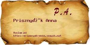 Prisznyák Anna névjegykártya